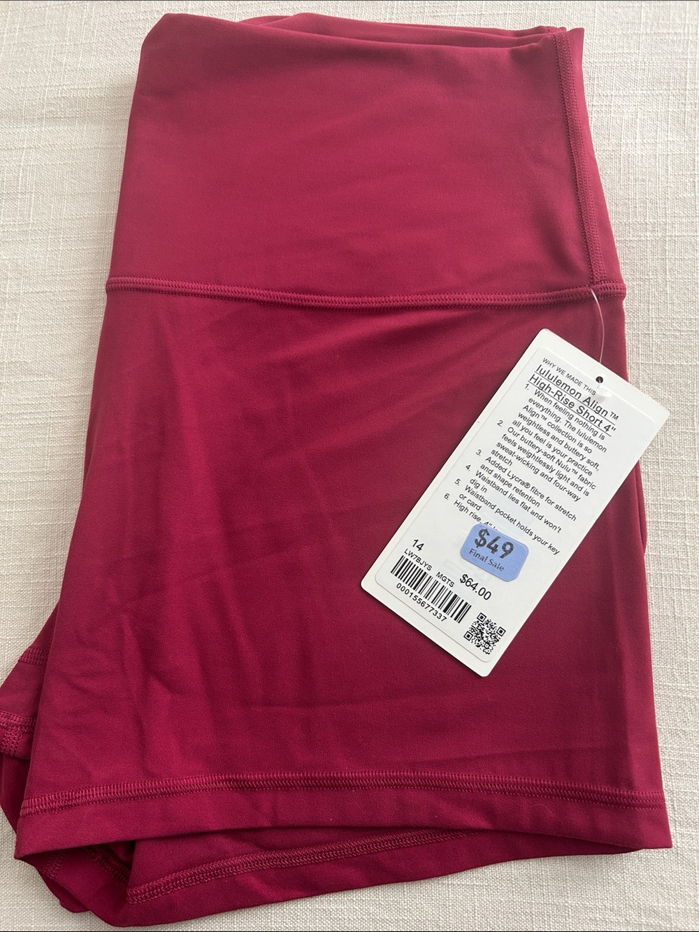 lululemon athletica High-Rise Bike Shorts in Berry
